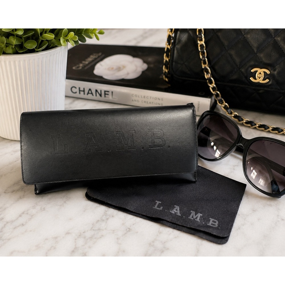 L.A.M.B. Gwen Stefani Black Sunglasses Eyeglasses Case w/ Cleaning Cloth